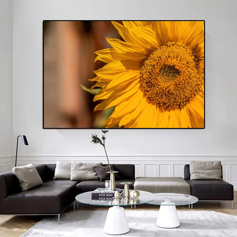 Картина для стены холст картина с золотым подсолнухом прикроватная на стене