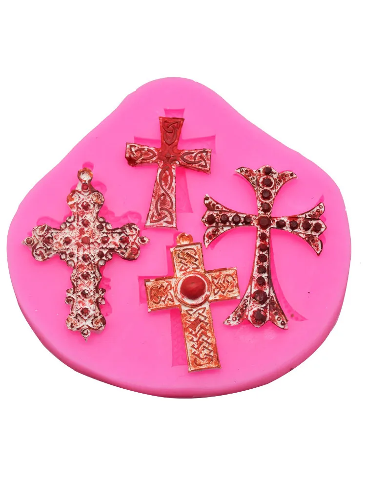 

1pc Halloween Cross Design 3D Chocolate Fondant Silicone Mold Halloween Party Themed Kitchen Baking Accessories