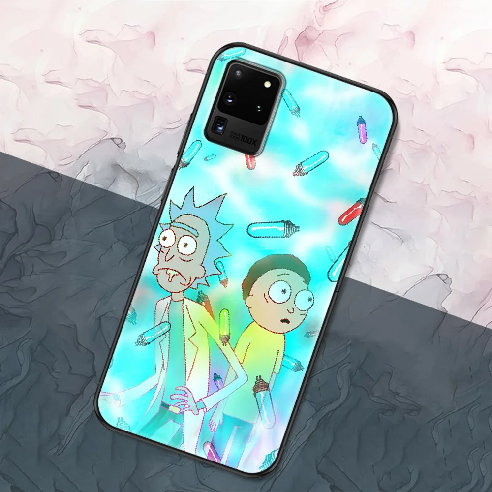 

Anime Rick Phone case For Samsung Galaxy Note 4 8 9 10 20 S8 S9 S10 S10E S20 Plus UITRA Ultra black painting cell cover soft