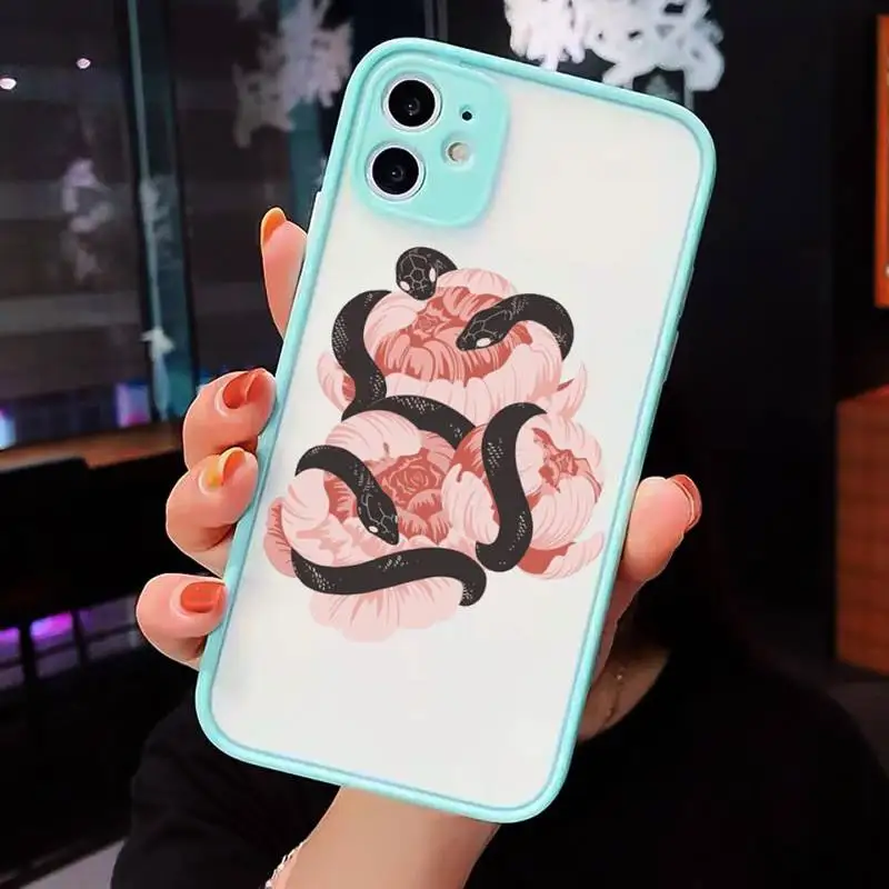 

Hand Snake Flower Snake Painting Phone Case matte transparent For iphone 7 8 11 12 plus mini x xs xr pro max cover