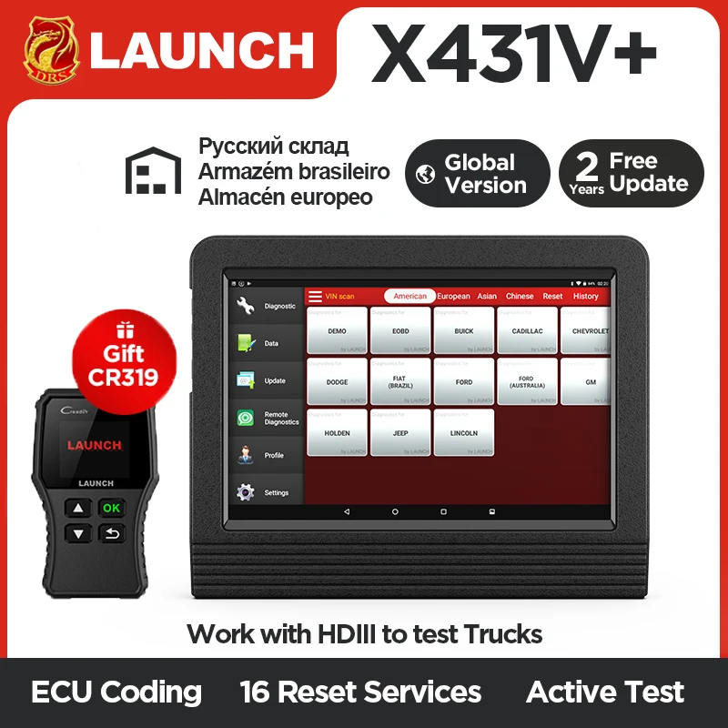 [Launch дилер] Launch X431 V+ сканер полные функции авто OBD2 диагностика Wi-Fi/Bluetooth 2 года бесплатно онлайн-обновлять