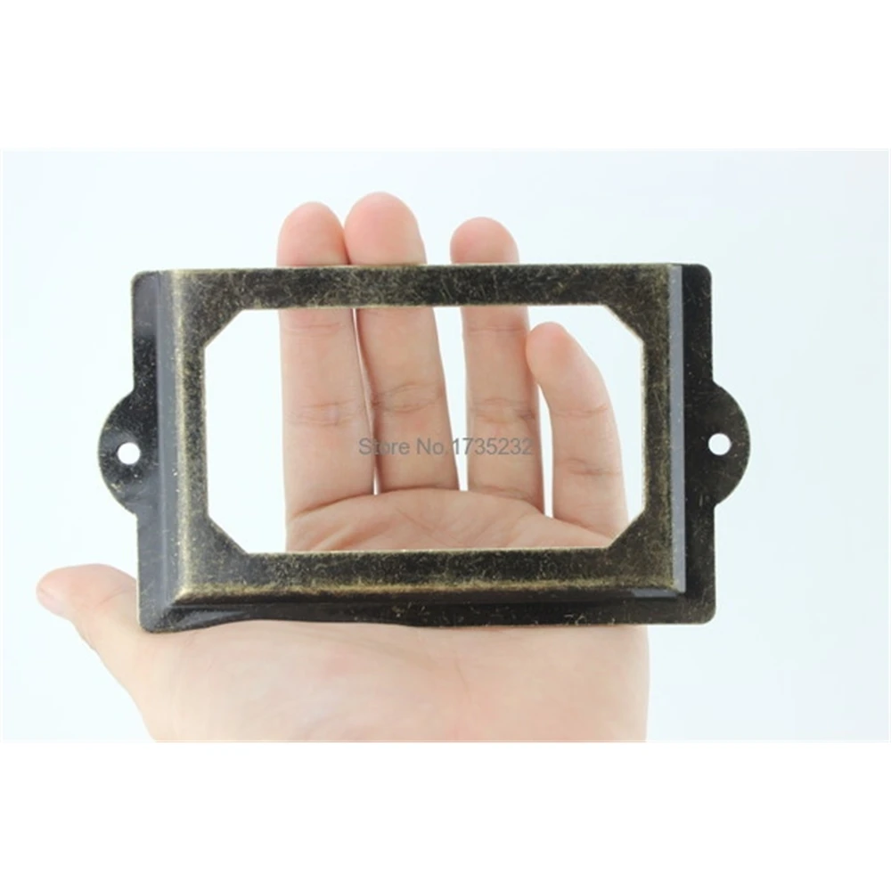

Large Card Holder Meta Label Frame Vintage Bronze Decorating Tag Label Drawer Frame Wood Shelf Channel Price Tag Frame