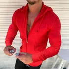 Мужская клетчатая рубашка с капюшоном, мужская повседневная рубашка на молнии с открытым вырезом, Классическая рубашка с длинными рукавами, Мужская гавайская рубашка для бега и отпуска