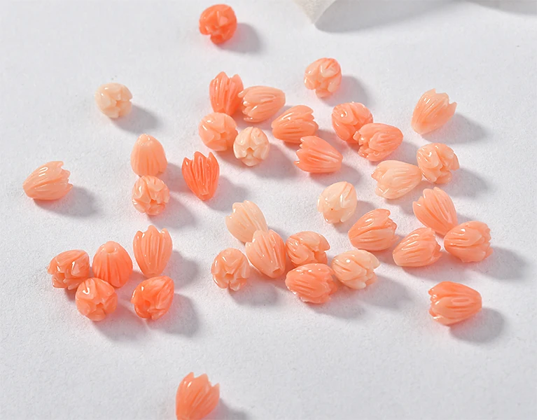 Мини цветок бутон тюльпан прямой отверстие коралловый материал DIY серьги браслет