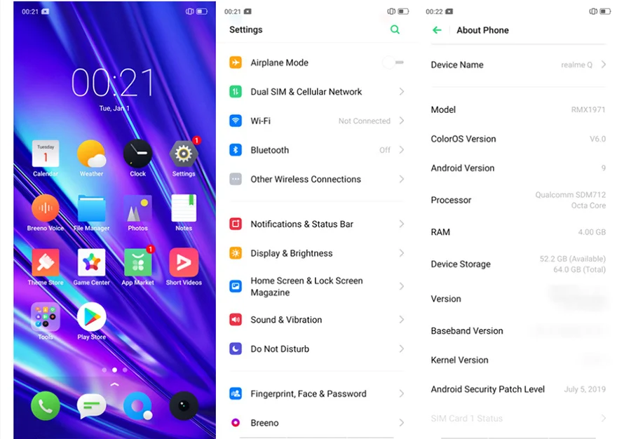 OPPO Realme Q 6,3 ''Dewdrop 4/6/8GB Оперативная память 64/128 ГБ Встроенная память Snapdragon 712 Octa Core 48MP Камера 20 Вт быстрой зарядки 4035 мА/ч, мобильный телефон