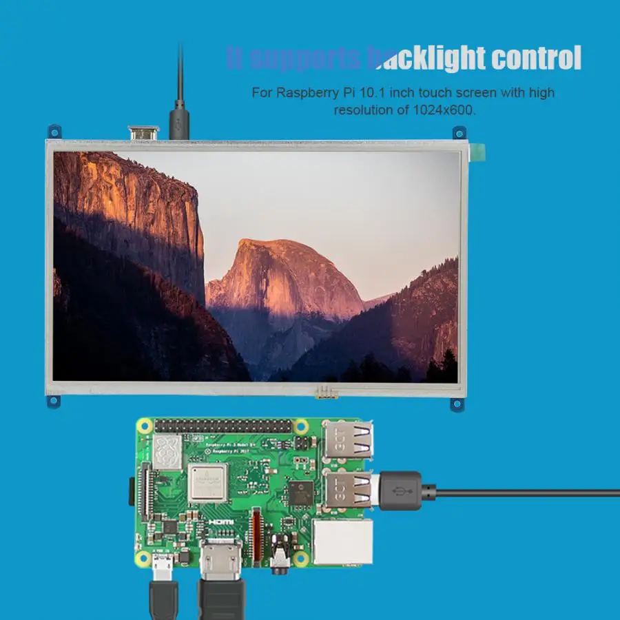 10,1 дюймов 1024x600 ЖК-дисплей с подсветкой TFT сенсорный экран для Raspberry Pi 4B с адаптером