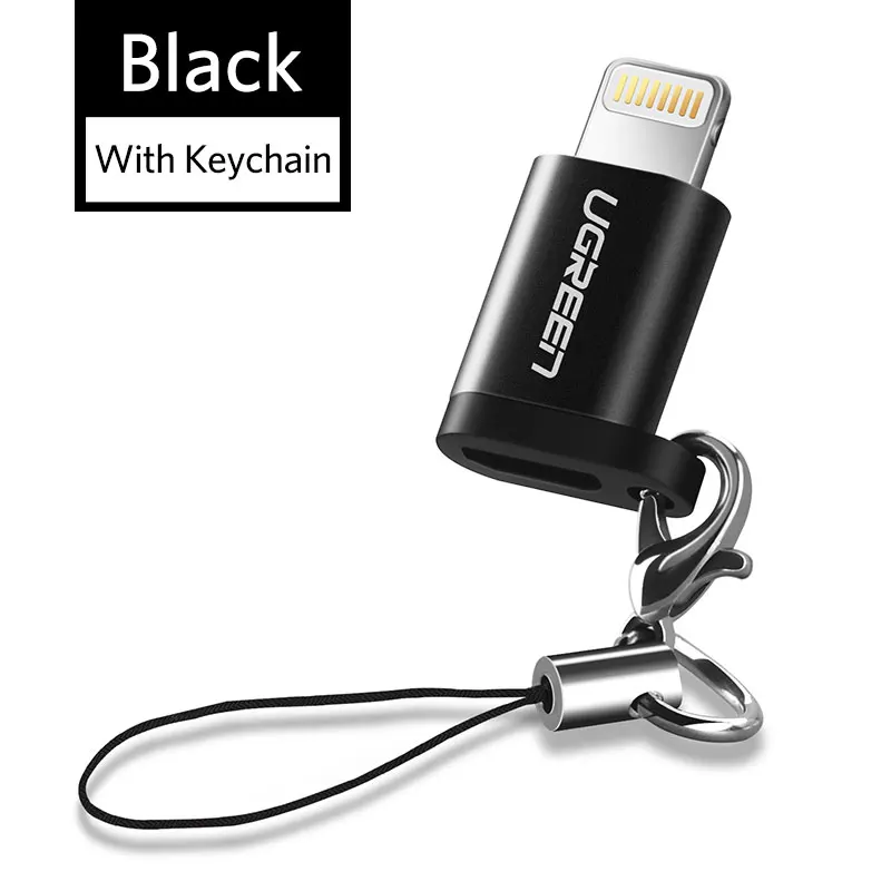 Ugreen USB адаптер для iPhone 8 Lightning-Micro USB для iPhone 11 Pro XS 7 адаптер для быстрой зарядки и синхронизации данных для iPad USB кабель - Цвет: Black With Keychain