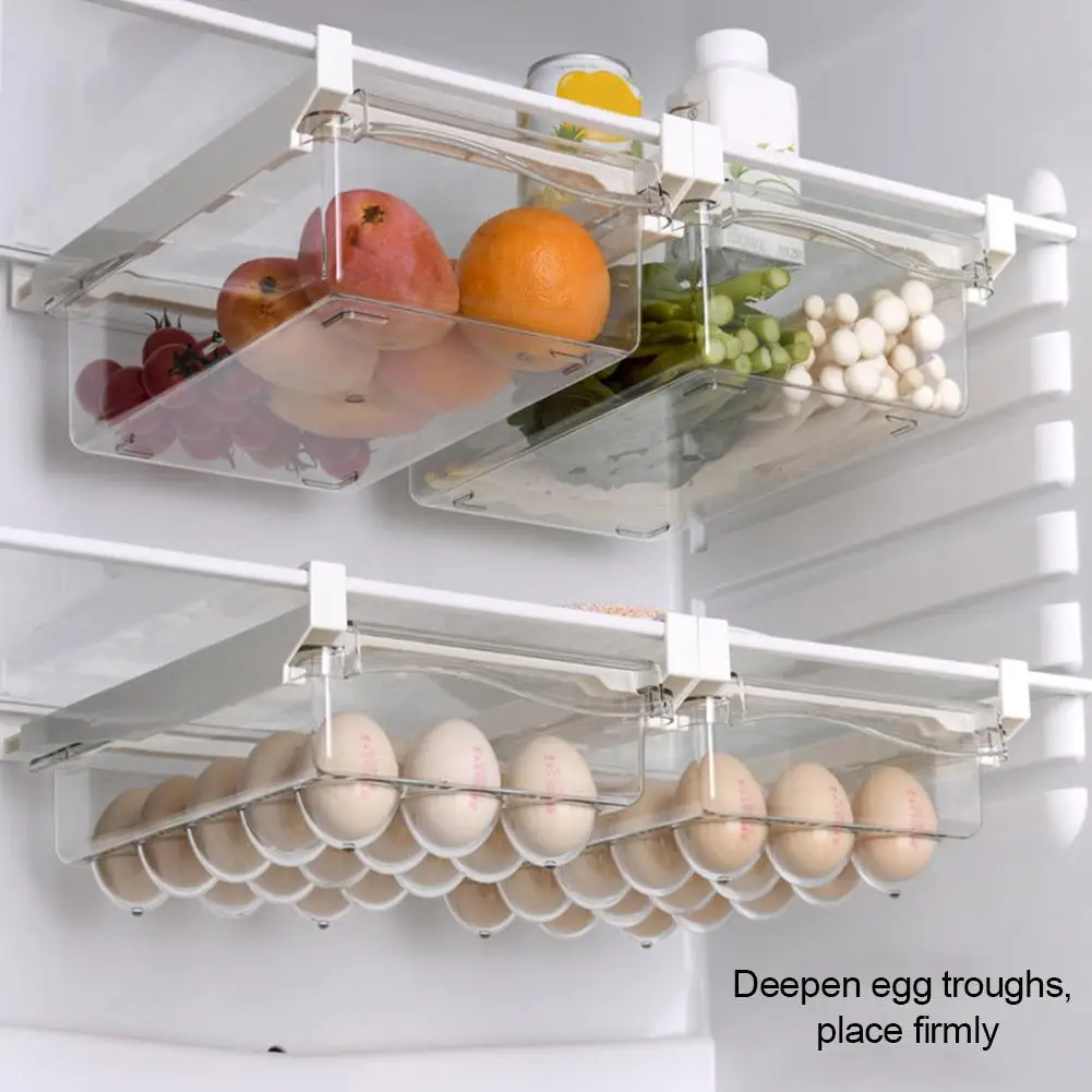 

Refrigerator Drawer Transparent Egg Fruits Organizer Kitchen Storage