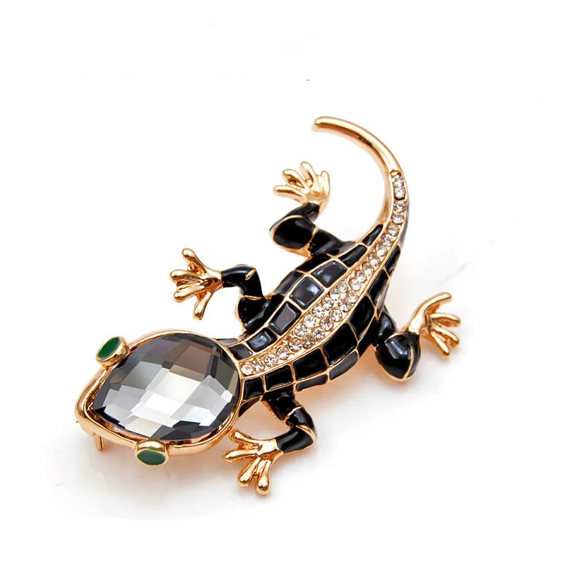 

Crystal Lizard Brooches for Women Cute Fashion Animal Pins Summer Style Shining Jewelry Kids Accessories Good Gift
