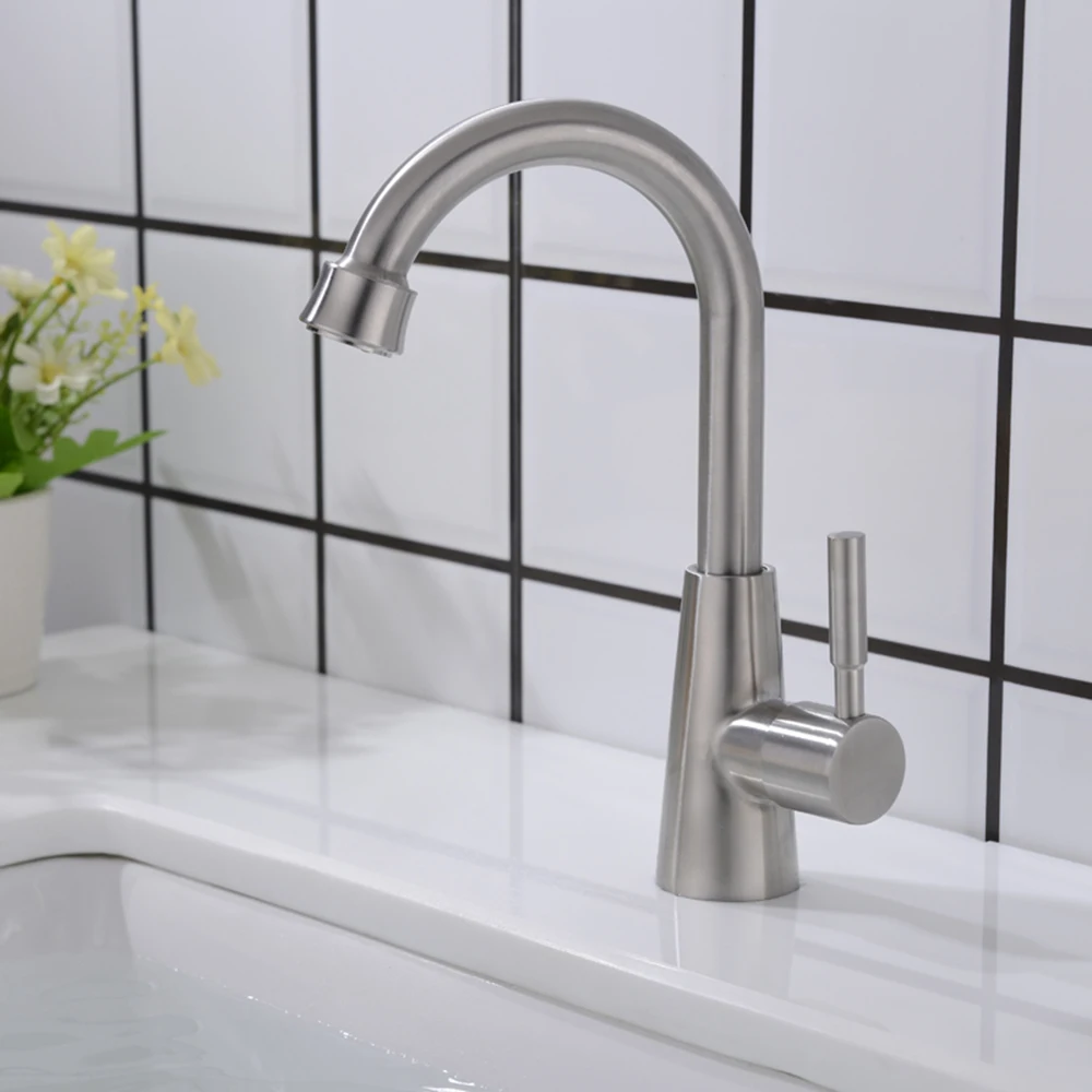 Смеситель для кухни из нержавеющей стали с вертикальным рисунком|Смесители кухни| |