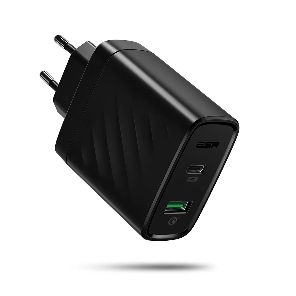 ESR USB C PD зарядное устройство 36 Вт с двумя портами портативное Компактное зарядное устройство для iPhone X/XS/XR/XS Max iPad Pro - Тип штекера: Европейский Союз (ЕС)