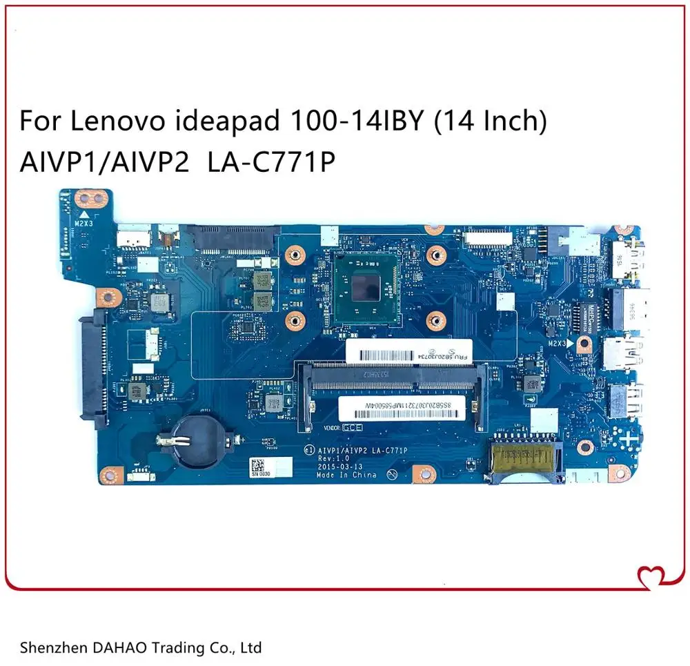 Для Lenovo 100 14IBY Материнская плата ноутбука LA C771P материнская с процессором Intel Pentium