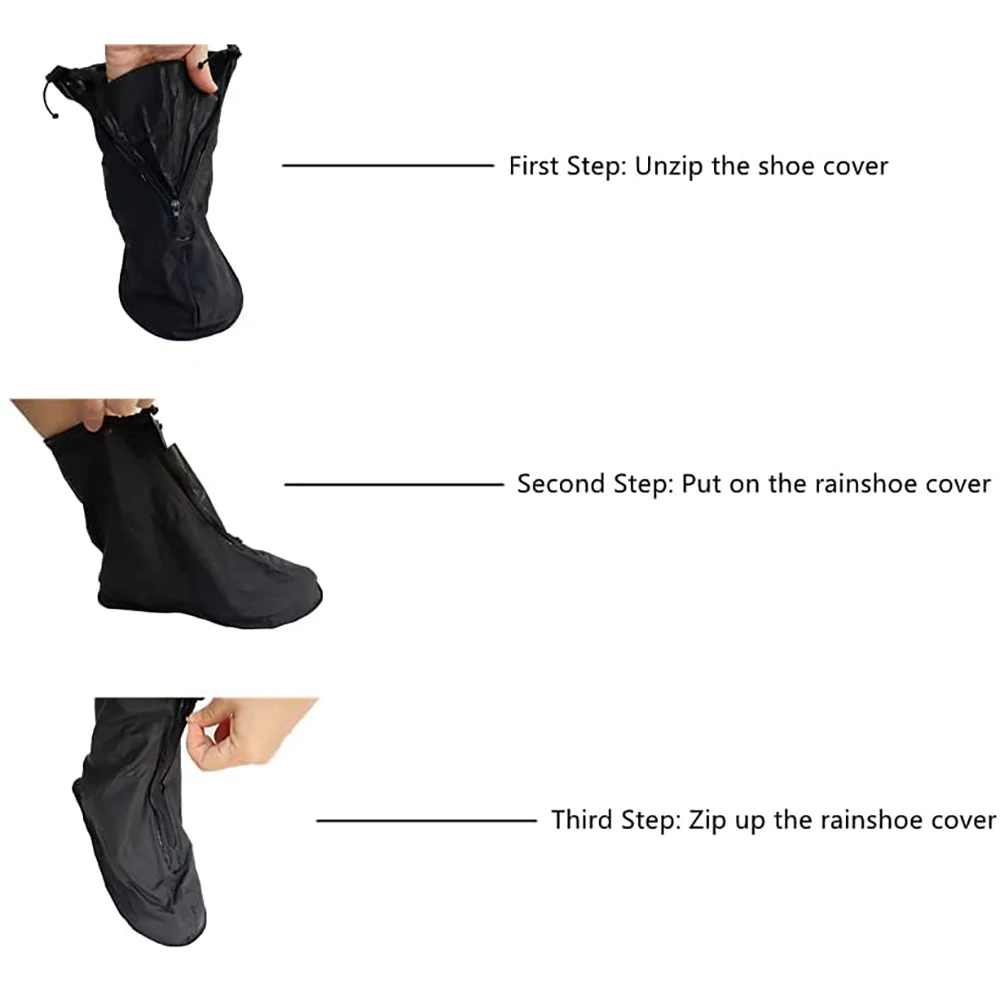 Waterproof Galoshes Shoe Covers Reusable Foldable Not-Slip Raining Shoes Zipper Cycling Outdoor Camping Fishing Garden Travel images - 6
