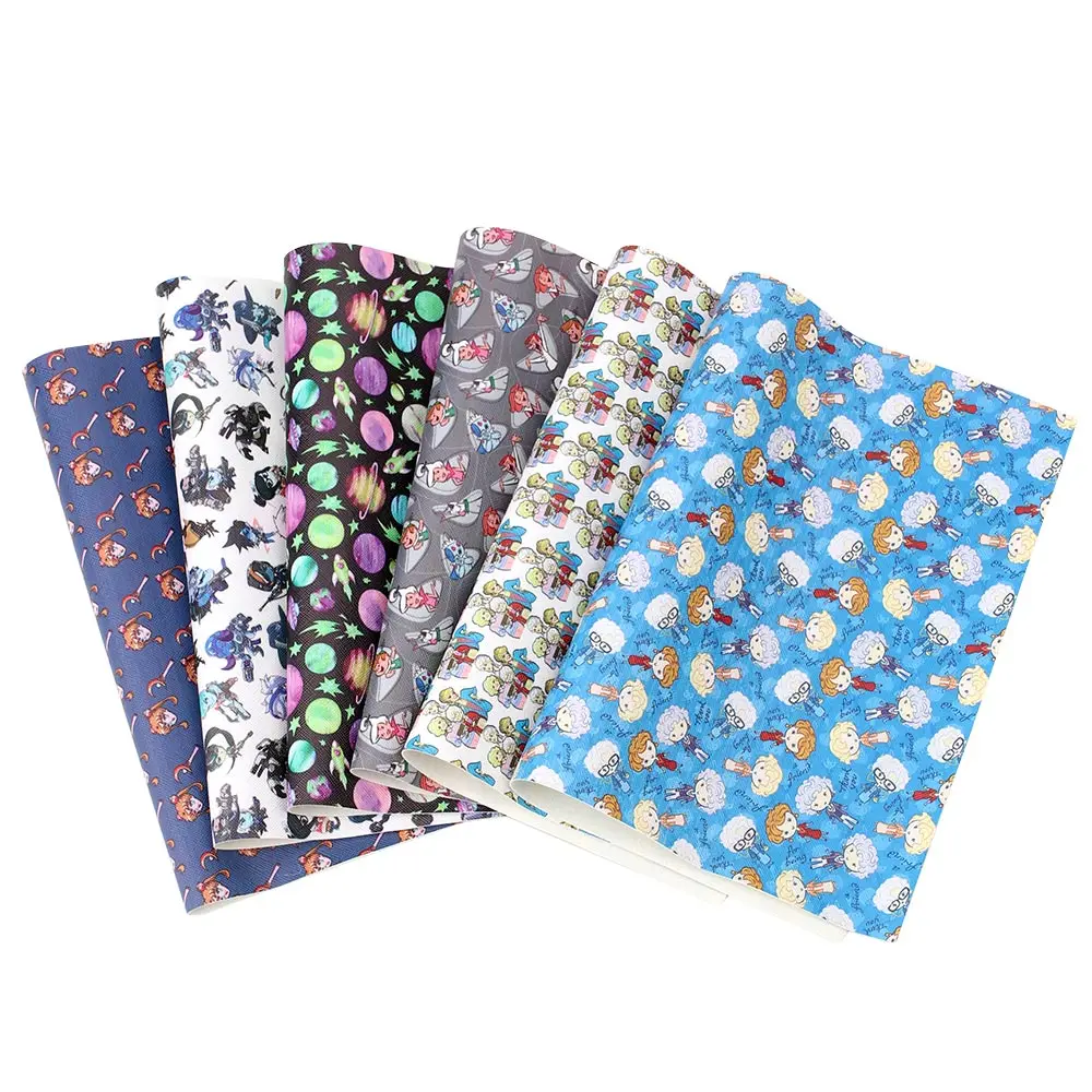 

Xugar A4 Faux Synthetic Leather Fabric Sheet Cartoon Character Printed PU Leather DIY Bow Earring Craft Apparel Sewing Supplies