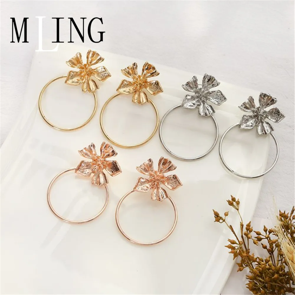 MLING винтажные золотые серебряные серьги гвоздики из сплава розового золота