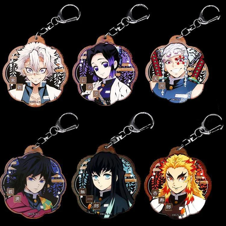 

Anime Demon Slayer Kimetsu No Yaiba Keychain Giyuu Shinobu Kyoujurou Mitsuri Double Sided Acrylic Keyring Blade of Ghost Pendant