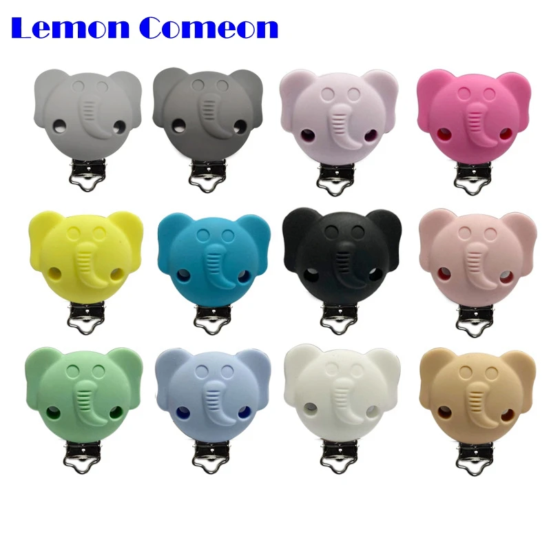 Lemon Comeon 5pcs Cartoon Elephant Silicone Pacifier Clip Baby Teething Accessories Nipple Clip Non-toxic Clasps DIY Bead Tool