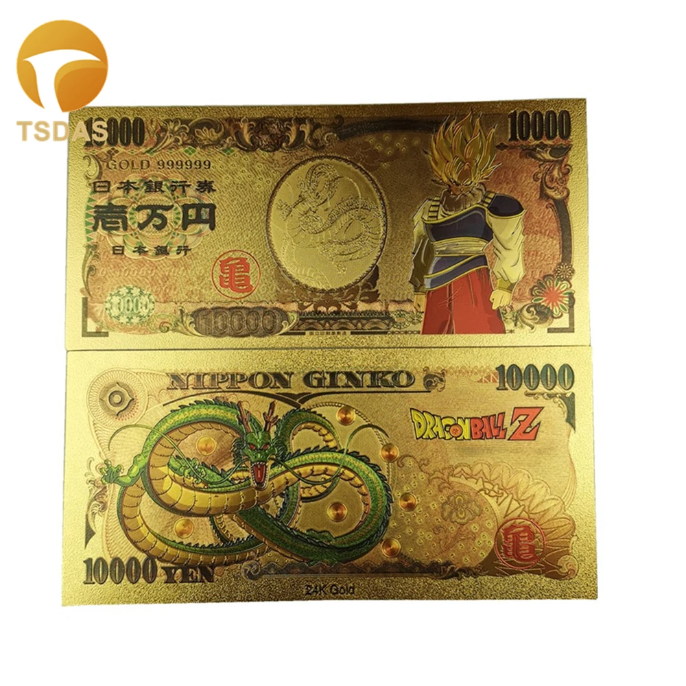 Японские банкноты Дракон 10000 иен Позолоченные для классической коллекции памяти