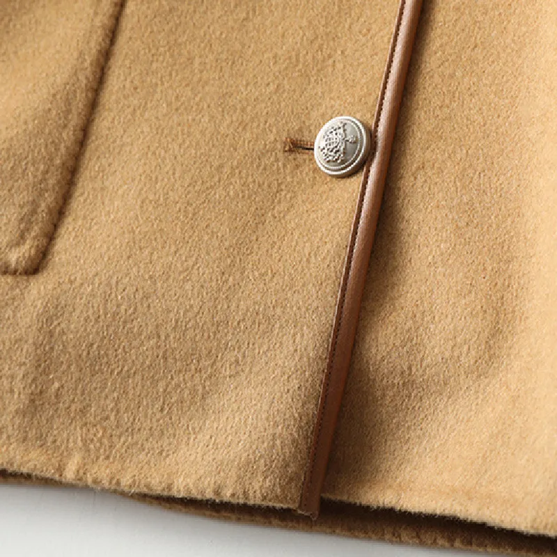 

Double-faced Woolen Loose Coat Female Women's 100% Wool Short Overcoat Fashion Fleece Lapel Suit Jacket Autumn 2021 New