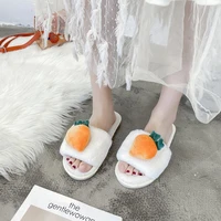 2021 new house cartoon fruit women slippers open toe bedroom flat shoes indoor sweet pineapple ladies fur slippers tx446