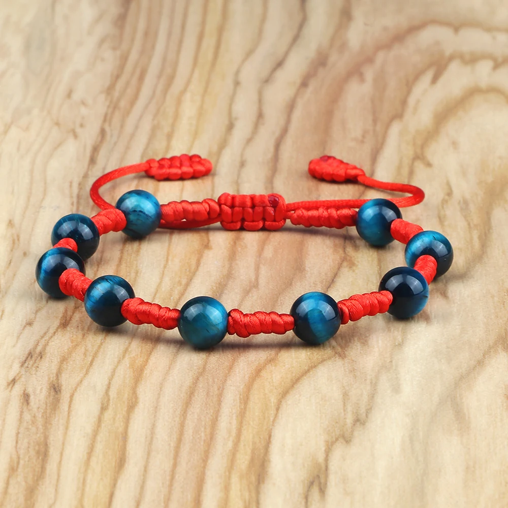 Браслет из натурального тигрового глаза с круглыми бусинами ручной работы |