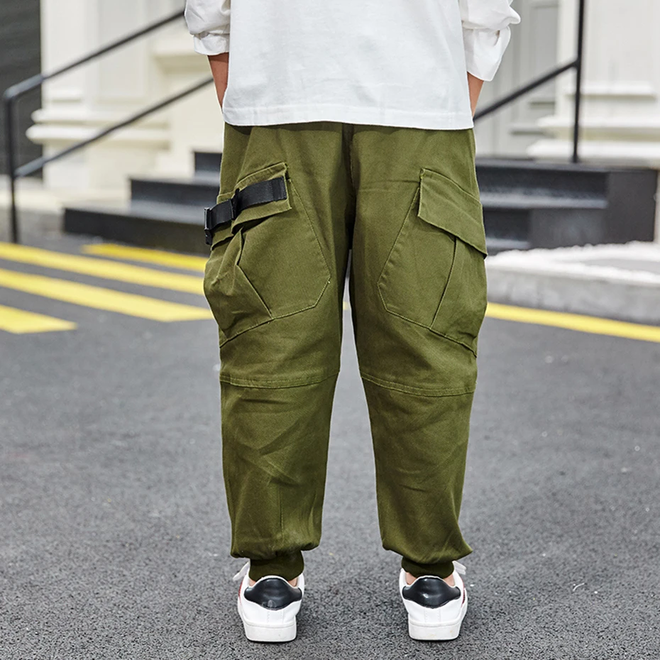 Штаны для мальчиков модные брюки-карго с эластичной резинкой на талии детские