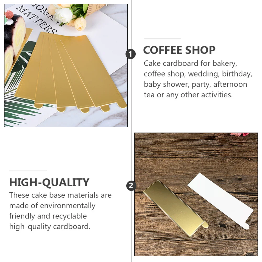 

100Pcs Baking Cake Golden Bottom Cardboard Rectangular Dessert Serving Trays