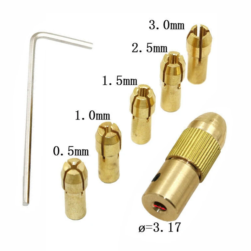 

7 Pcs 0.5mm-3.0mm Mini Drill Collet Set Brass Drill Chucks Adapter Bits For Twist Electronic Drill Chuck Tool Power Rotary Tool