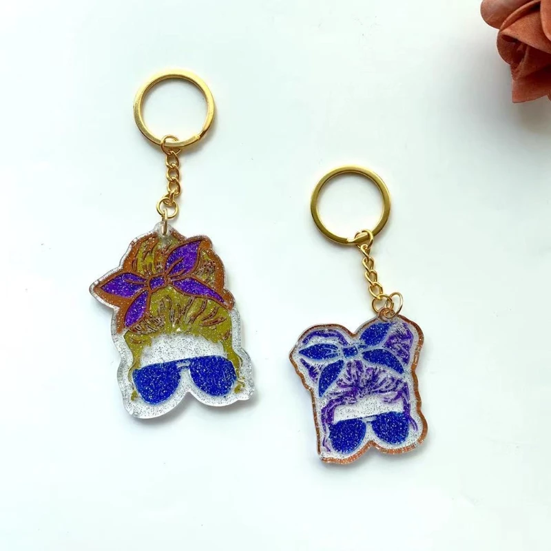 

Sunglasses Girl Keychain Silicone Mold Pendant Epoxy Resin Mould Necklace DIY Crafts Making Jewelry Casting Tools