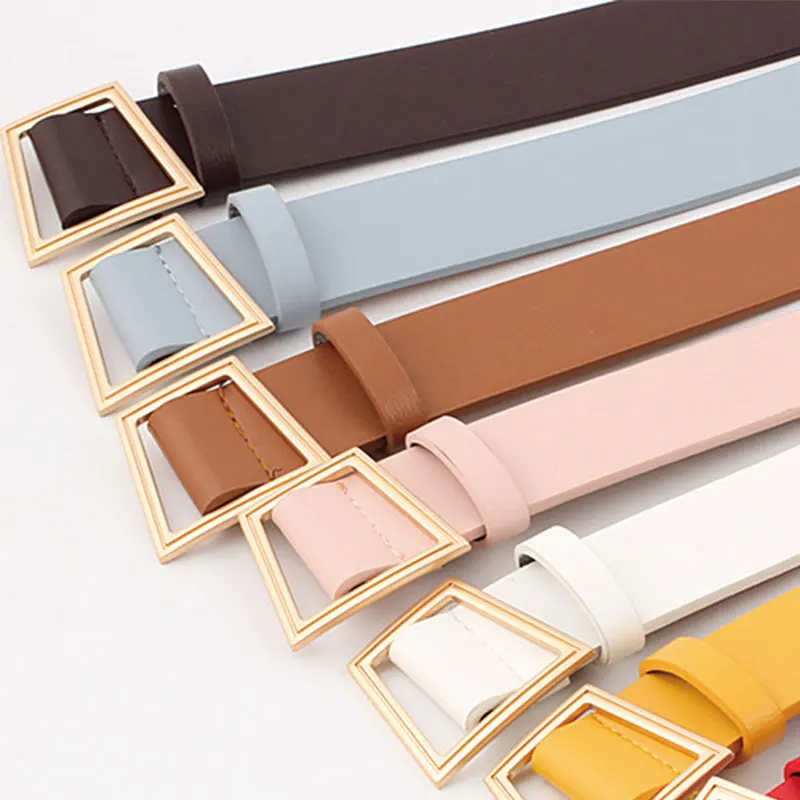 Женский ремень Wild Повседневный без штифта поясной геометрический металлическая