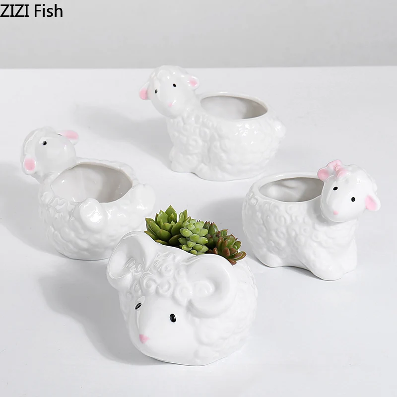 Керамическая ваза миниатюрные фигурки животных цветочный горшок вазы Цветочная