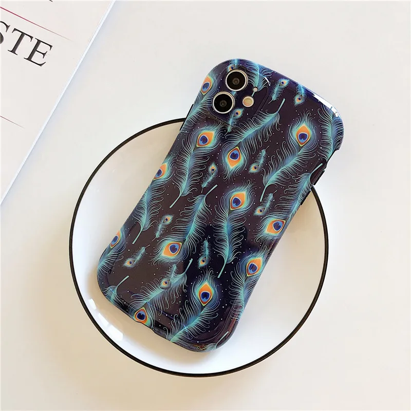 Роскошный чехол для телефона с павлиньими перьями iphone 11 Pro Max 7 8 plus X XR XS SE 2020 задняя