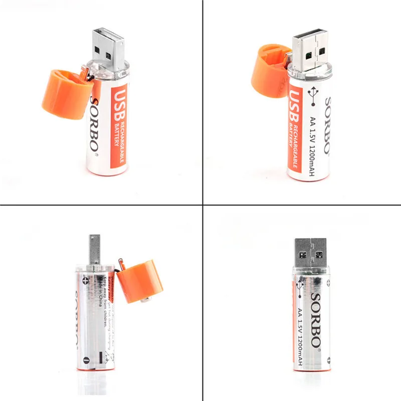 Оригинальная Аккумуляторная Батарея Sorbo 4 шт. USB AA 1 5 в 1200 мАч быстрая зарядка Li-po