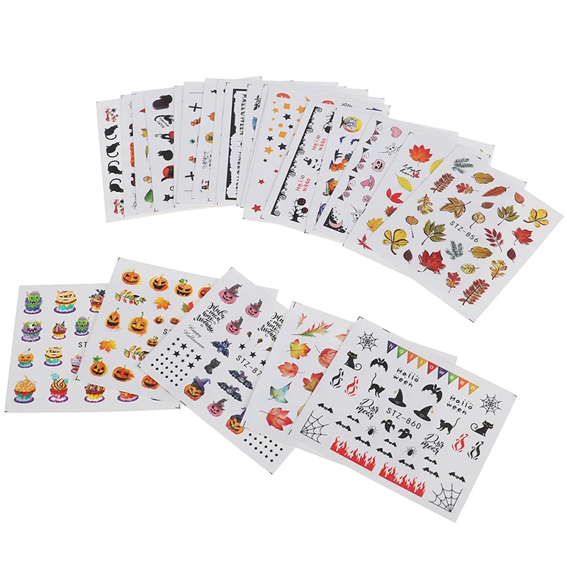 24 шт Хэллоуин летучая мышь ведьма Дизайн ногтей Переводные слайдеры наклейки для