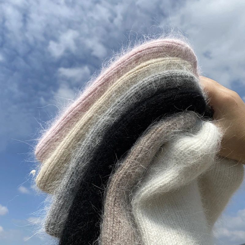 Winter Hat Angora Rabbith Keep Warm Knitting Cat Ear Cute Leisure Lady Beanies Cap Men Women Comfortable Cool | Аксессуары для