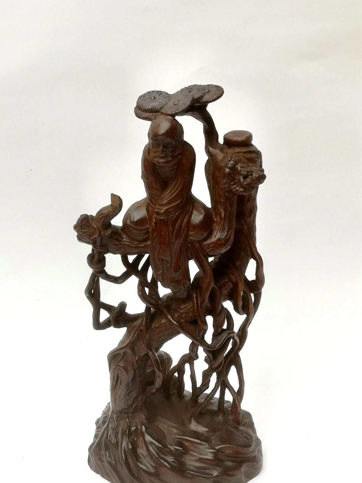 

Китайская коллекция произведений искусства YIZHU, старый самшит, резная статуя дерева сына бодхидхармы, украшение для семьи