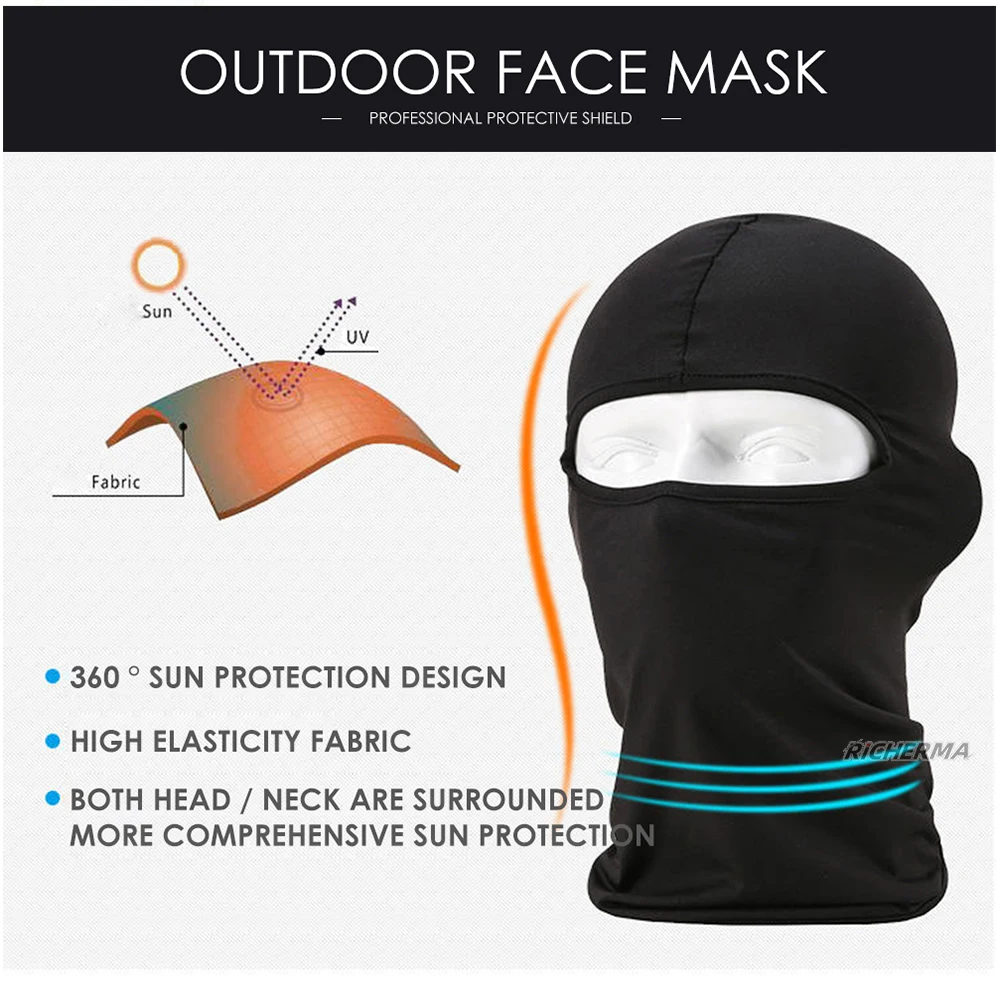 Летняя Солнцезащитная черная маска на все лицо для занятий спортом открытом