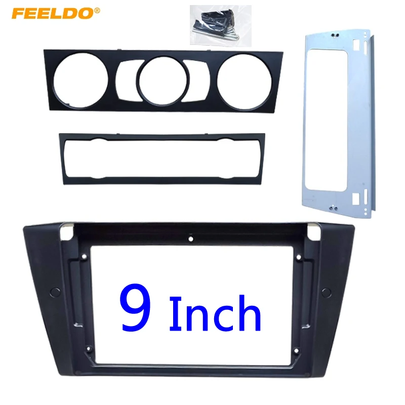 

Автомобильная аудиосистема FEELDO, 9-дюймовая рамка-адаптер для большого экрана для BMW 3 серии, 2Din, CD/DVD-проигрыватель, комплект рамы для панели, # ...