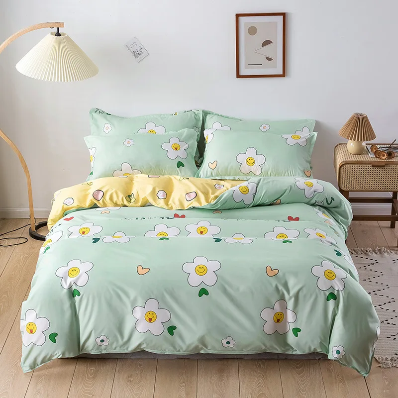 

Aloe vera cotton four-piece set grinding AB version of the wool sheet ins bed 4 piece set bed bed bedding set set king size