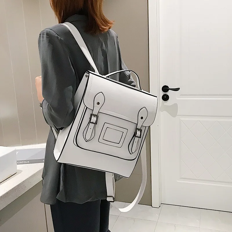 Черно белые школьные рюкзаки для девочек винтажный кожаный роскошный брендовый