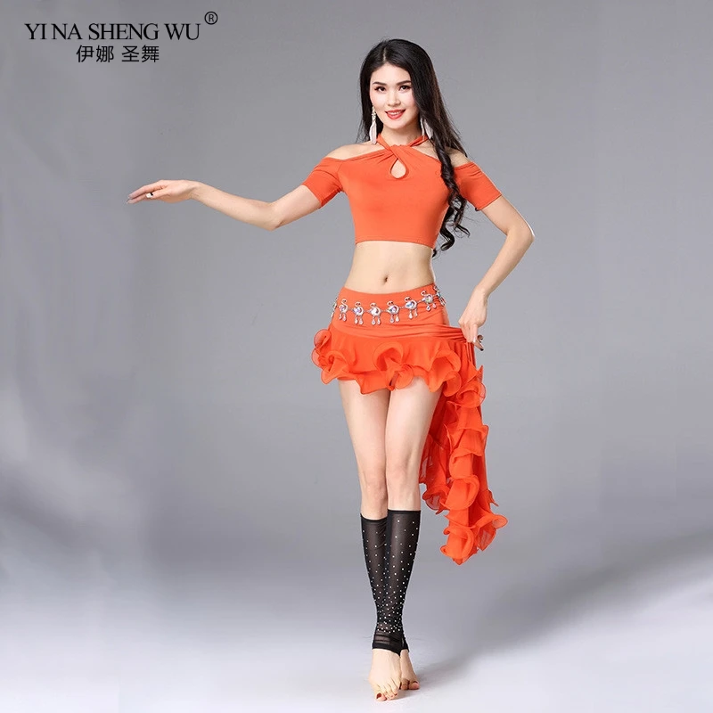 Женская сексуальная модная одежда для занятий танцами живота топ с открытыми