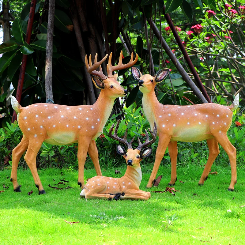 

Orchard Garden Statues Simulated Animal Sika Deer FRP Ornaments Yard Home Decor Landscape Gardening Decoration Sculpture Outdoor