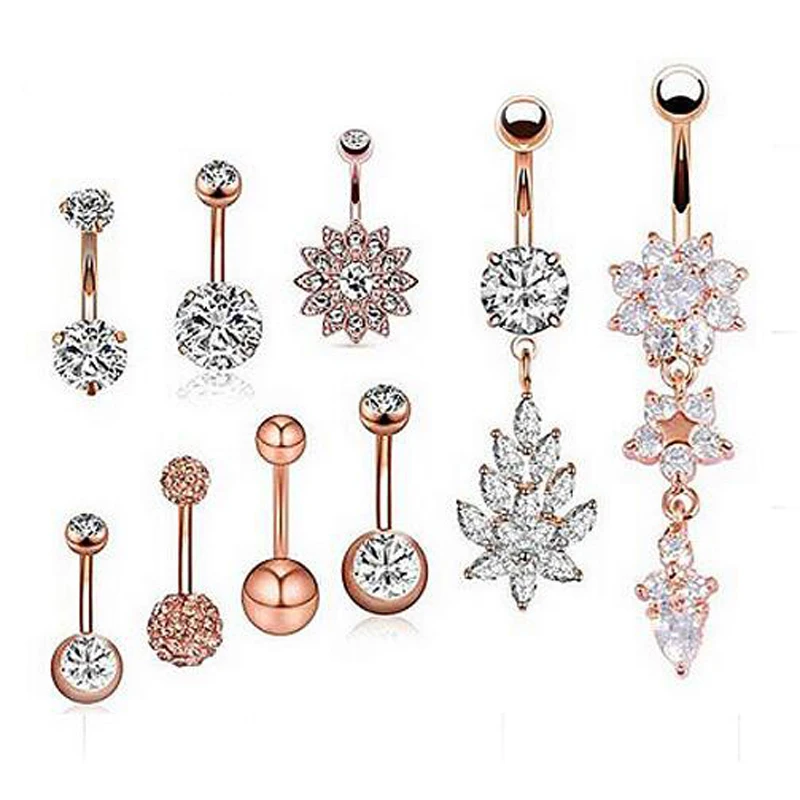 9 шт./компл. Сталь для пирсинга в пупке пикантные пирсинг серьги пупка кольца уха