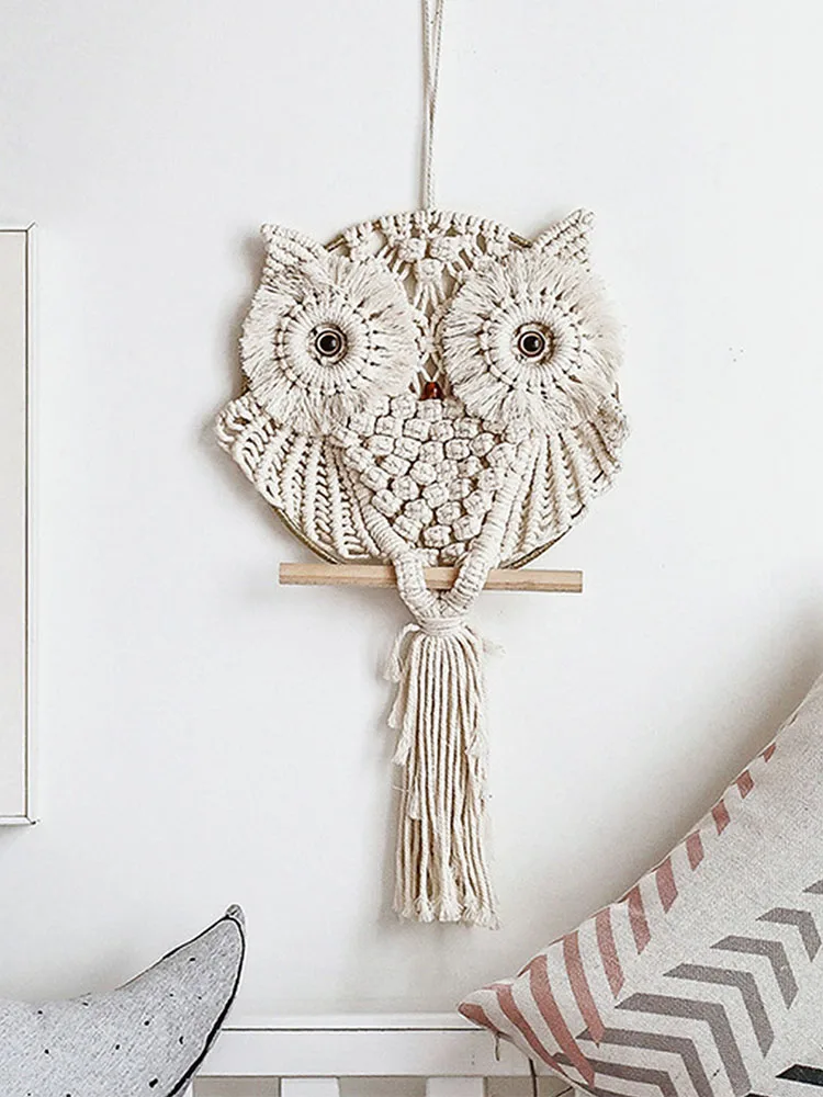 

Owl DIY Macrame Weaving Kits Wall Decoration Hand-Woven Tapestry Wall Shelf Room Geometric Living Room Art Decoration