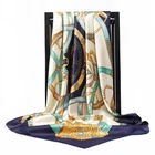 Модный Шелковый Атласный платок с цветочным принтом, шарф для волос для женщин, квадратные шали и палантины 90*90 см, зимние шарфы для женщин 2021
