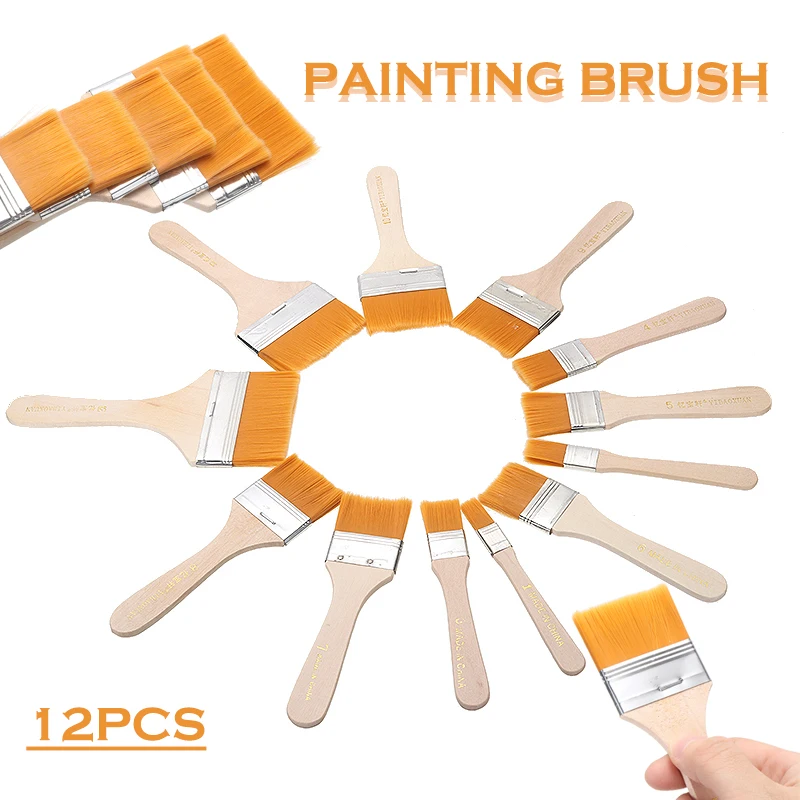 

12pcs/set Wooden Painting Brushes Set Artist Acrylic Watercolor Paint Tool For Drawing Painting Brush Glue Cleaning Dust