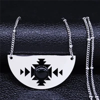 2022 fashion bohemia geometry stainless steel natural stone necklaces silver color chain necklace jewelry cadenas mujer n1023s04