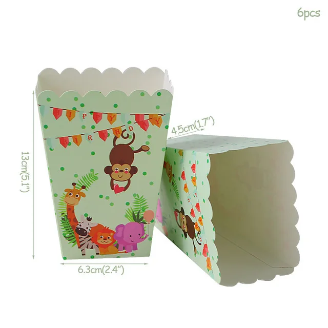 

Birthday Party Decorations Kids Safari Paper Gift Bags Candy Bags Popcorn Box Baby Shower Packing Bag Jungle Animal Theme Party