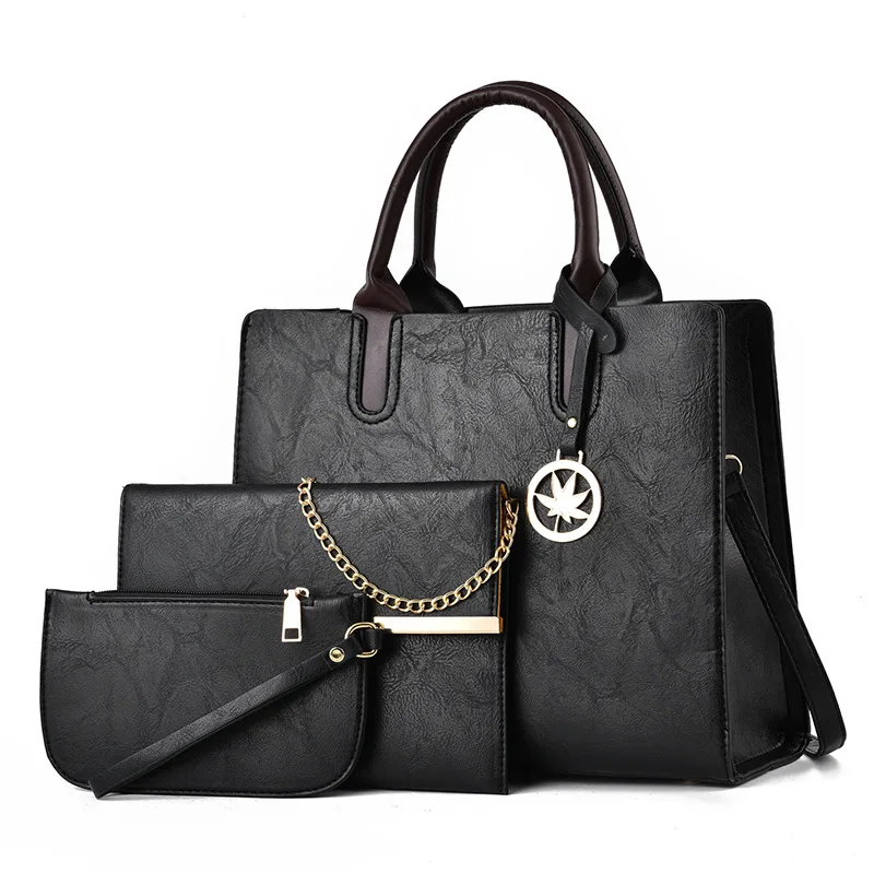 Brand 3 Sets Women Handbags High Quality PU Leather Female Messenger Bag Luxury Tote+Ladies Shoulder Crossbody Bag+Clutch Solid | Багаж и
