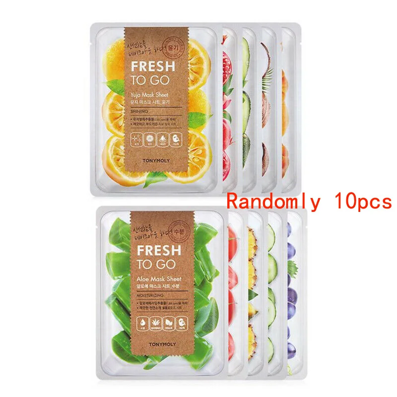 Маска Fresh To Go, листы MISSHA, растительная маска для лица, 10 шт., уход за кожей, Отбеливающая увлажняющая маска для лица, корейская косметика - Цвет: Randomly 10pcs